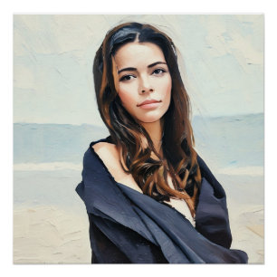 Póster Mulher Serena Presa Pelo Oceano