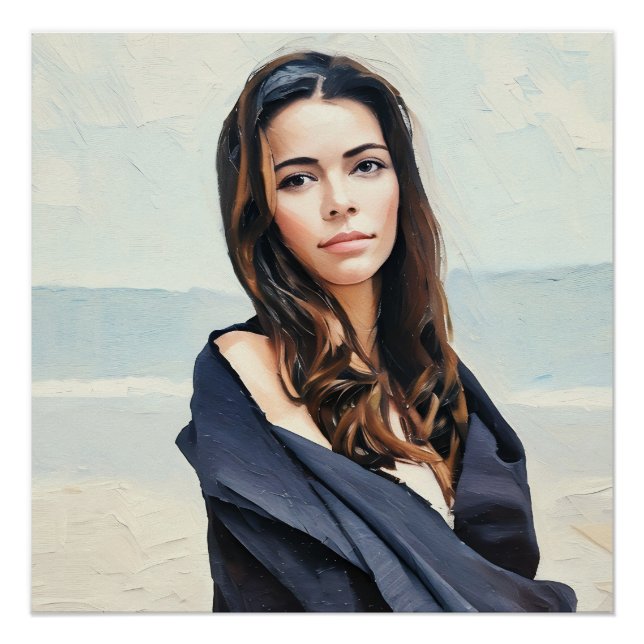 Póster Mulher Serena Presa Pelo Oceano (Frente)