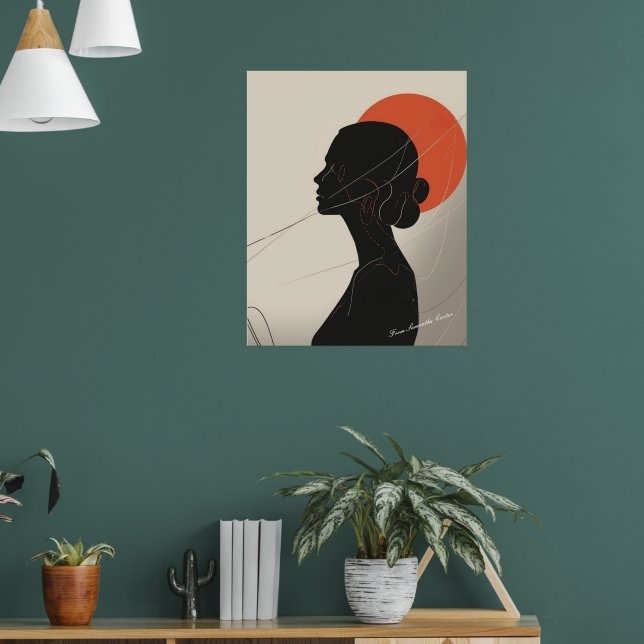 Poster Mulher Silhueta Boho Inclusiva com Círculo de Pôr  (Sala de Estar 1)