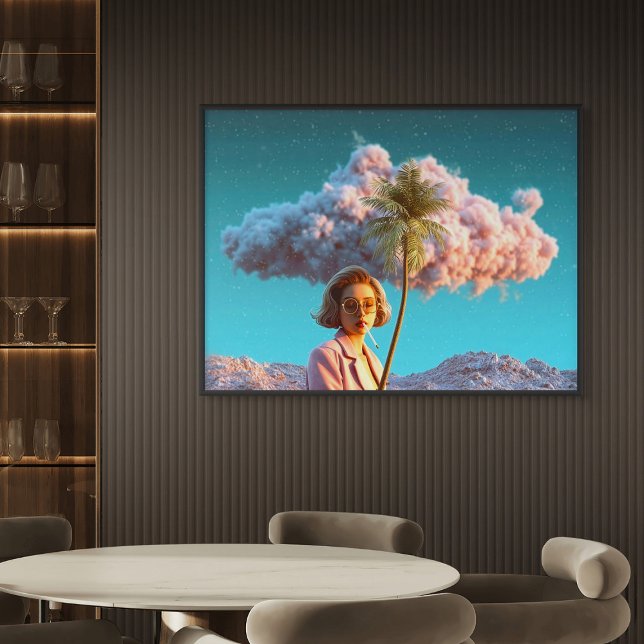 Poster Mulher Surrealista com Palmeira (Surreal Woman with Palm Tree)