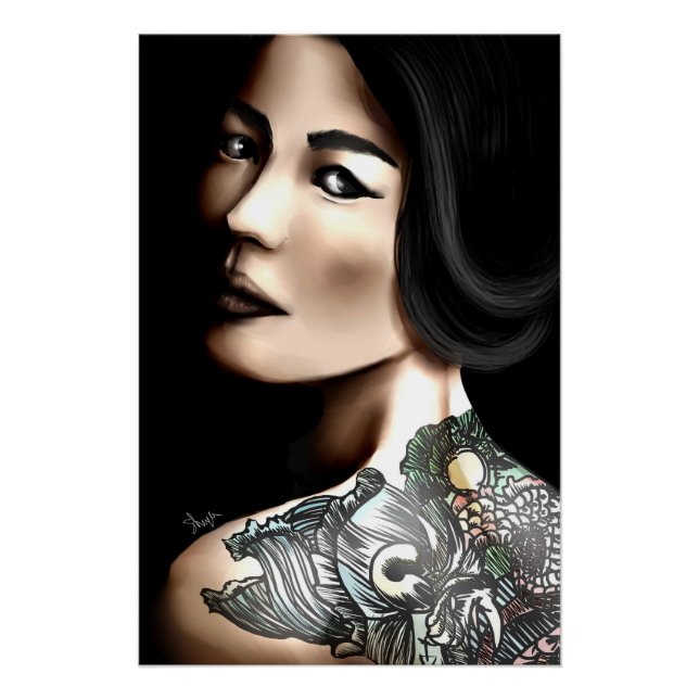 Póster Mulher tatuada japonesa (Frente)