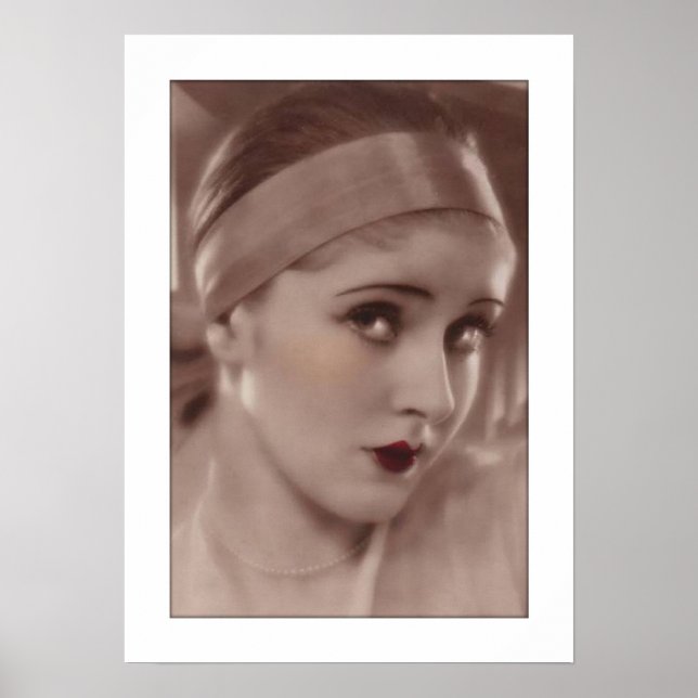Poster mulher tímida com faixa na cabeça estilo deco (Frente)