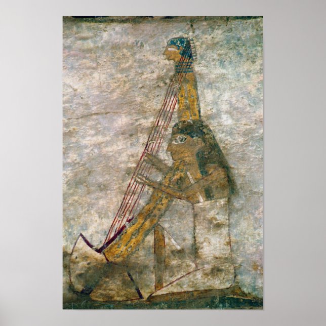 Póster Mulher tocando harpa arcaica (Frente)