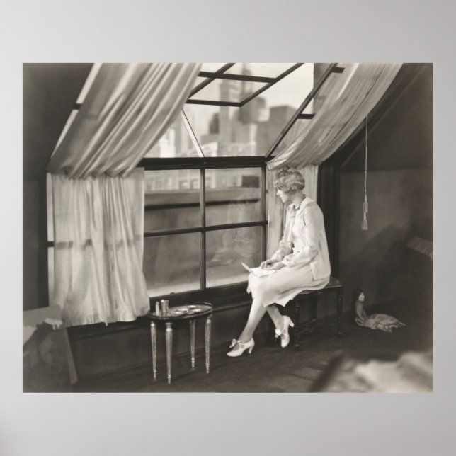 Poster Mulher triste olhando pela janela1940s, mulher, vi (Frente)