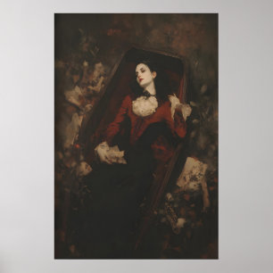 Poster Mulher Vampira Vitoriana em Arte de Caixa de Defun
