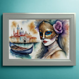 Poster Mulher veneziana veneziana máscara VI