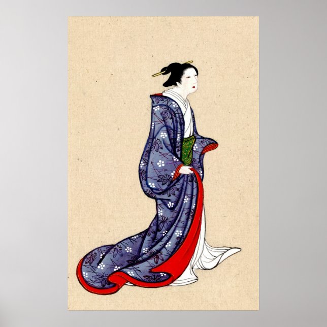 Póster Mulher Vestindo Robe e Kimono 1878 (Frente)