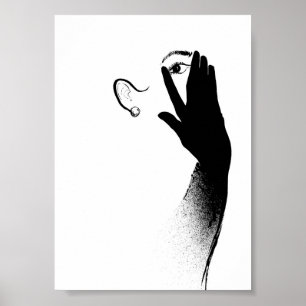 Poster Mulher Vestindo roupa minimalista de luva negra