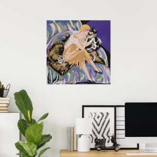 Poster Mulher Vintage Art Déco com Gato por S. Chompre