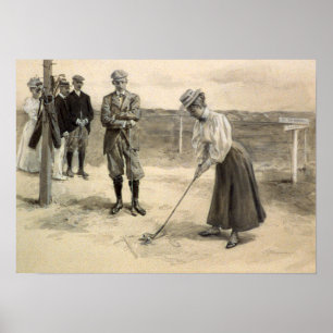 Póster Mulher Vintage Golf Fashion, 1890