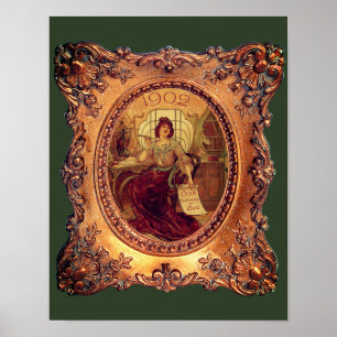 Poster Mulher vitoriana em elegante quadro vitoriano