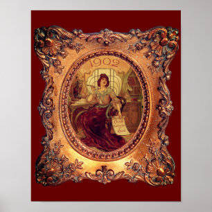 Poster Mulher vitoriana em elegante quadro vitoriano