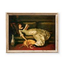 Mulher Vitoriana Lendo Com Cachorro, Ossos Neutros