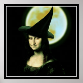 Póster Mulher Witchy Mona Lisa Halloween