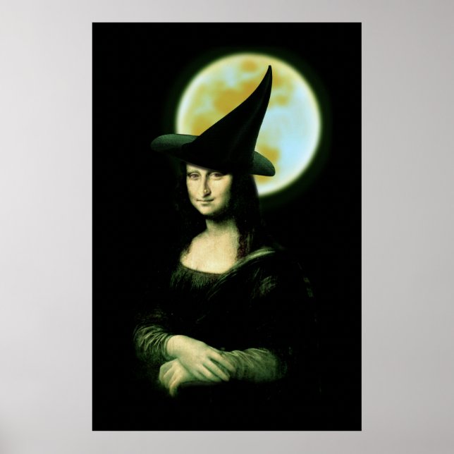 Poster Mulher Witchy Mona Lisa Halloween (Frente)