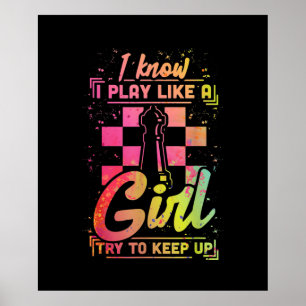 Poster Mulher Xadrez Equipe Rainha Chessfield Joga Como U