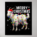 Poster Mulher Xmas Lighting Santa Hat Feliz Christma<br><div class="desc">Mulheres Xmas Lighting Santa Hat Goat Feliz Natal</div>