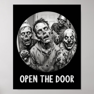 Poster Mulheres Abra A Porta Cães Zumbis Funny Halloween