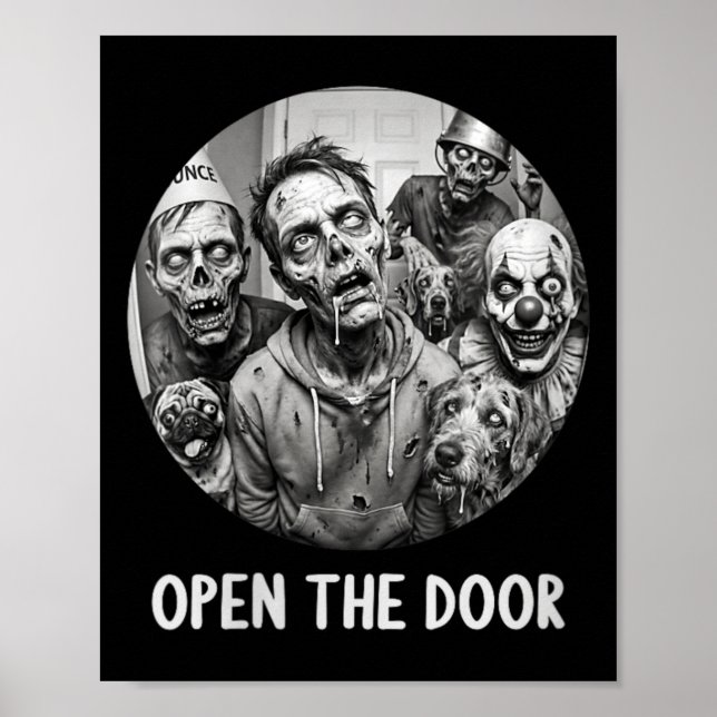 Poster Mulheres Abra A Porta Cães Zumbis Funny Halloween (Frente)