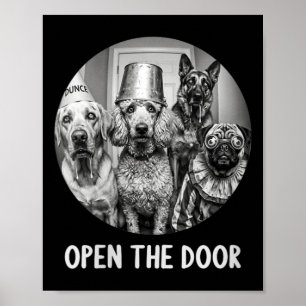 Poster Mulheres Abram A Porta Cães Zumbis Funny Halloween