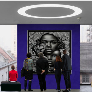 Poster Mulheres Abstrato africanas de preto e branco