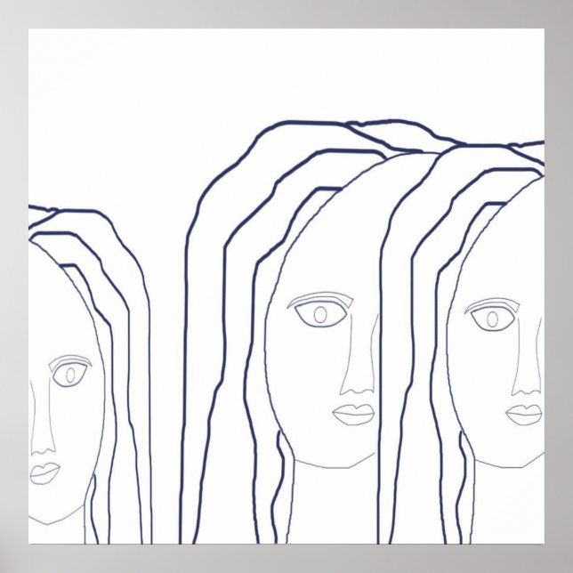 Poster mulheres abstrato arte na cara (Frente)