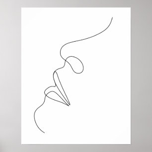 Poster Mulheres Abstrato minimalistas enfrentam arte