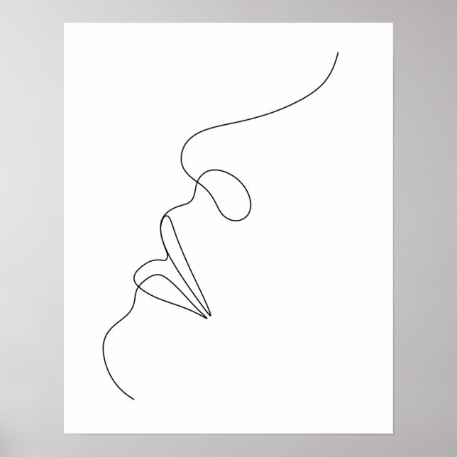Poster Mulheres Abstrato minimalistas enfrentam arte (Frente)