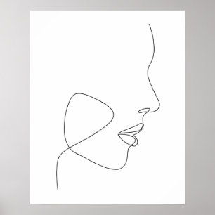 Poster Mulheres Abstrato minimalistas enfrentam arte