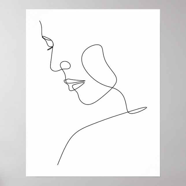 Poster Mulheres Abstrato minimalistas enfrentam arte (Frente)