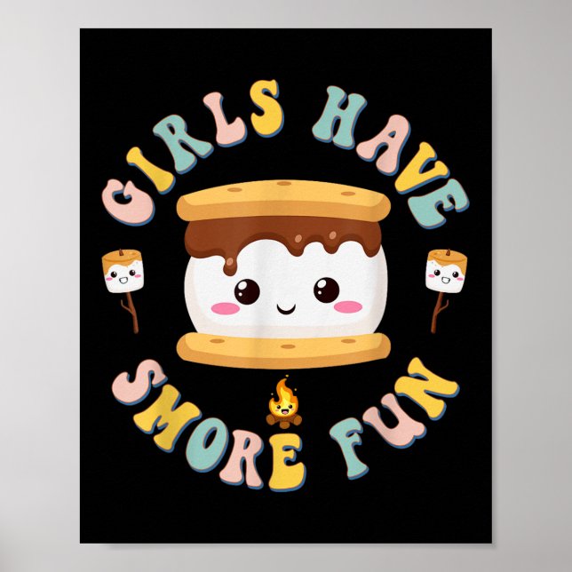Poster Mulheres acampando Kawaii Smores Meninas Têm Mais  (Frente)