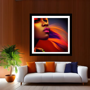 Poster Mulheres africanas coloridas fantasia roxa laranja