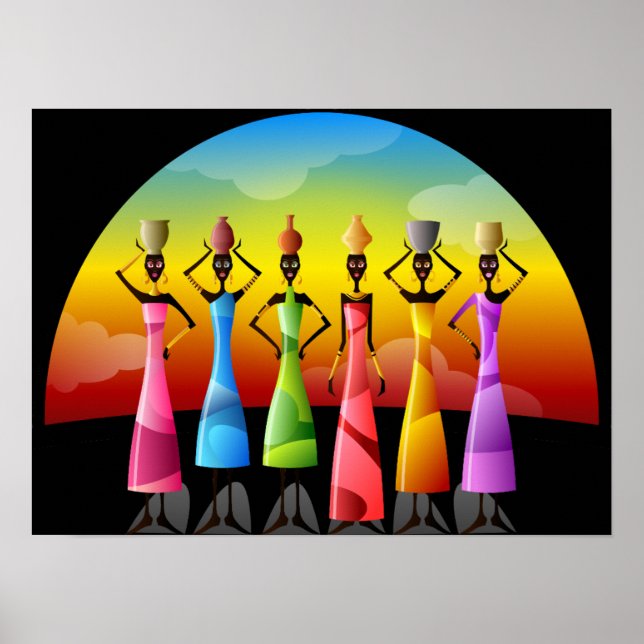 Poster Mulheres Africanas com Potéria na cabeça (Frente)