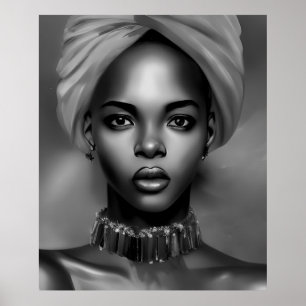 Poster Mulheres africanas preto e branco jóia monocromáti