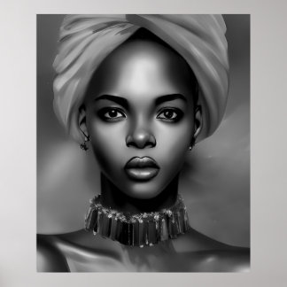 Poster Mulheres africanas preto e branco jóia monocromáti