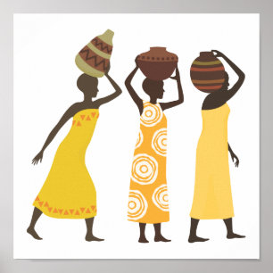 Póster Mulheres africanas que levam a água