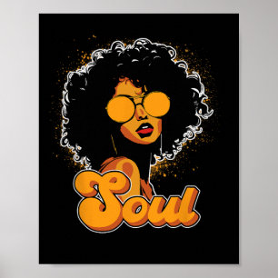 Poster Mulheres Afro-Afro Funk Sólido Estilo Vintage Pret