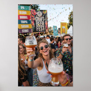 Poster Mulheres Alegres no Cartaz do Festival de Cerveja