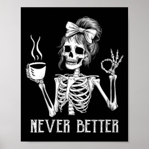 Poster Mulheres Bebendo Café para Mulheres Esqueleto Melh