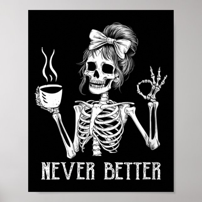 Poster Mulheres Bebendo Café para Mulheres Esqueleto Melh (Frente)
