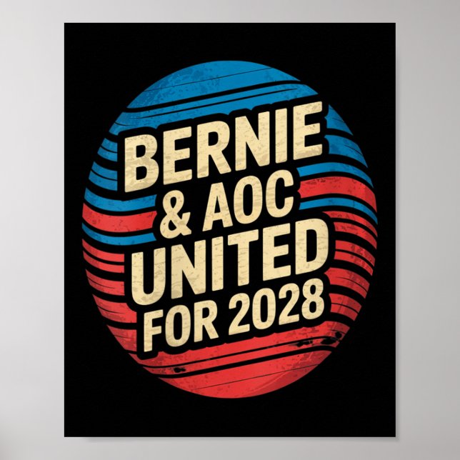 Poster Mulheres Bernie Sanders E Aoc 2028 Para O Presiden (Frente)