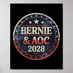 Poster Mulheres Bernie Sanders E Aoc 2028 Para O Presiden