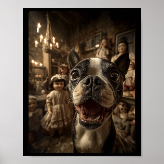 Poster Mulheres Boston Terrier Selfie Com Bonecas Y Assus (Frente)