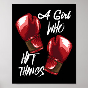 Poster Mulheres Boxe Kickboxing Uma Garota Que Bate Coisa