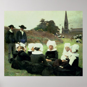Póster Mulheres bretãs que sentam-se em um perdão