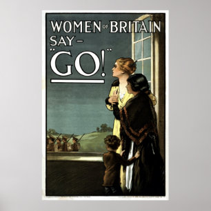 Poster Mulheres britânicas dizem GO vintage