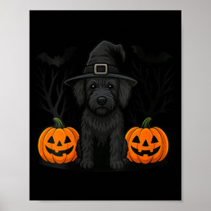 Poster Mulheres Bruxa Cachorro Labradoodle Preto Hallowee