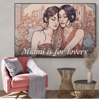 Poster Mulheres Centros de Miami Curtindo Lésbicas Desenh