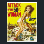 Poster Mulheres com 50 pés de Alienígena Vintage Science<br><div class="desc">Alienígena de 50 pés Mulheres Vintage Science Fiction, Horror, and Fantasy Illustration Art. Uma coleção fantástica de arte retro de quadrinhos disponível em t-shirts, chapéus, imãs de geladeira, pinos, botões, pinos, cartões-postais, bolsas, pranchas, toalhas, enfeites decoradores, canecas, garrafas de água e muitas mais incríveis ideias de presentes. Comércio por grosso...</div>