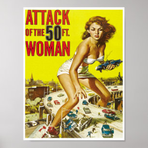 Poster Mulheres com 50 pés de Alienígena Vintage Science